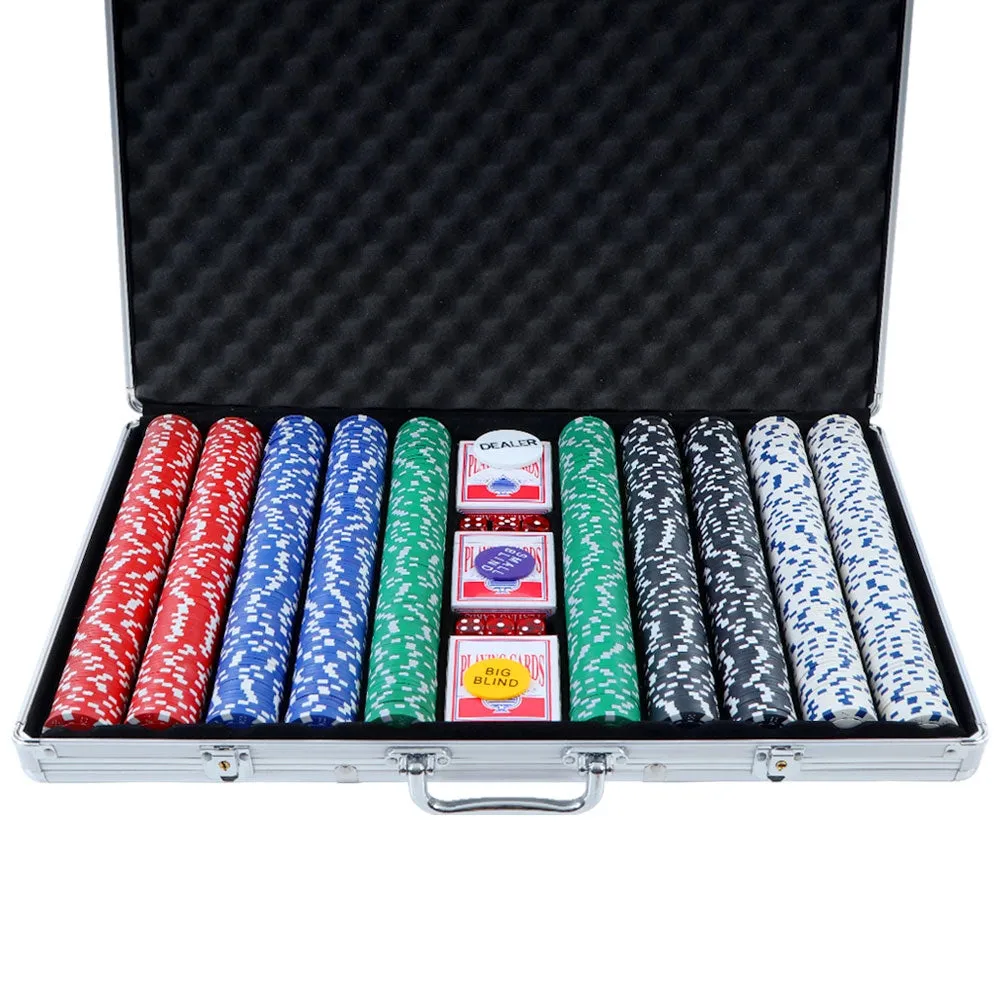 1000pcs Poker Chips Set | Casino Texas Hold'em | Gambling Party Game | Dice Cards Case