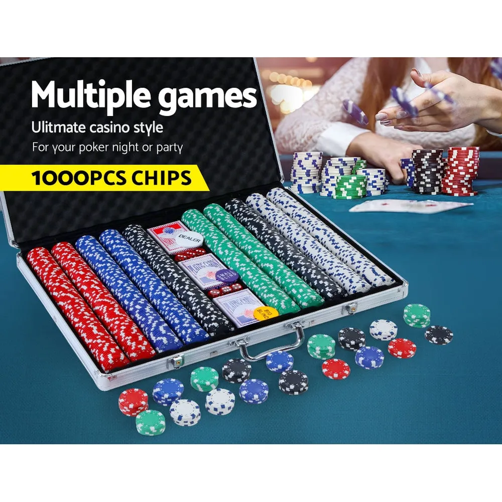1000pcs Poker Chips Set | Casino Texas Hold'em | Gambling Party Game | Dice Cards Case