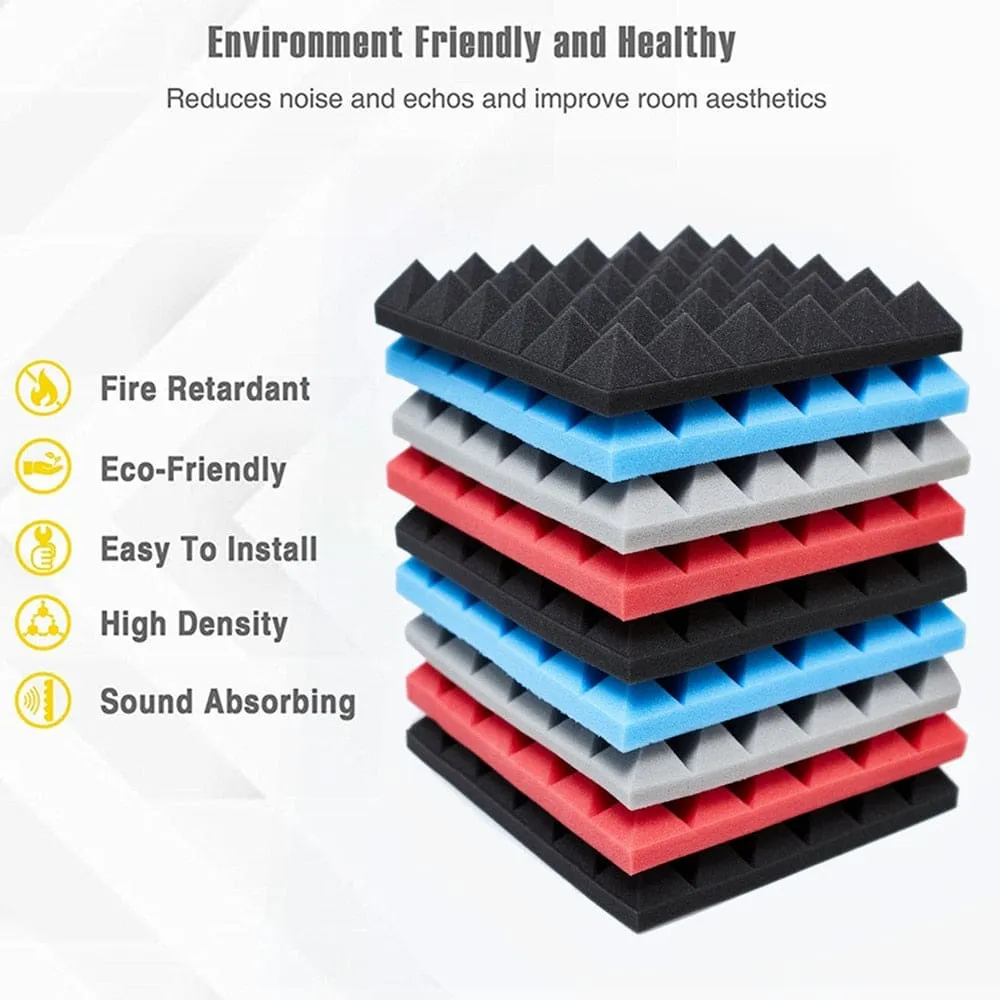 12 24pcs 30x30x5cm Acoustic Soundproof Foam Panel with Tapes