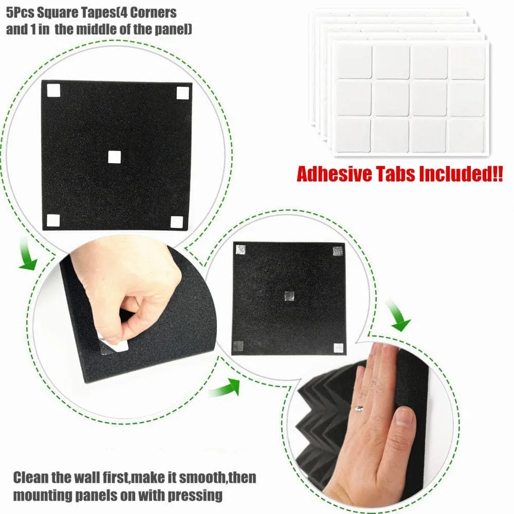 12 24pcs 30x30x5cm Acoustic Soundproof Foam Panel with Tapes