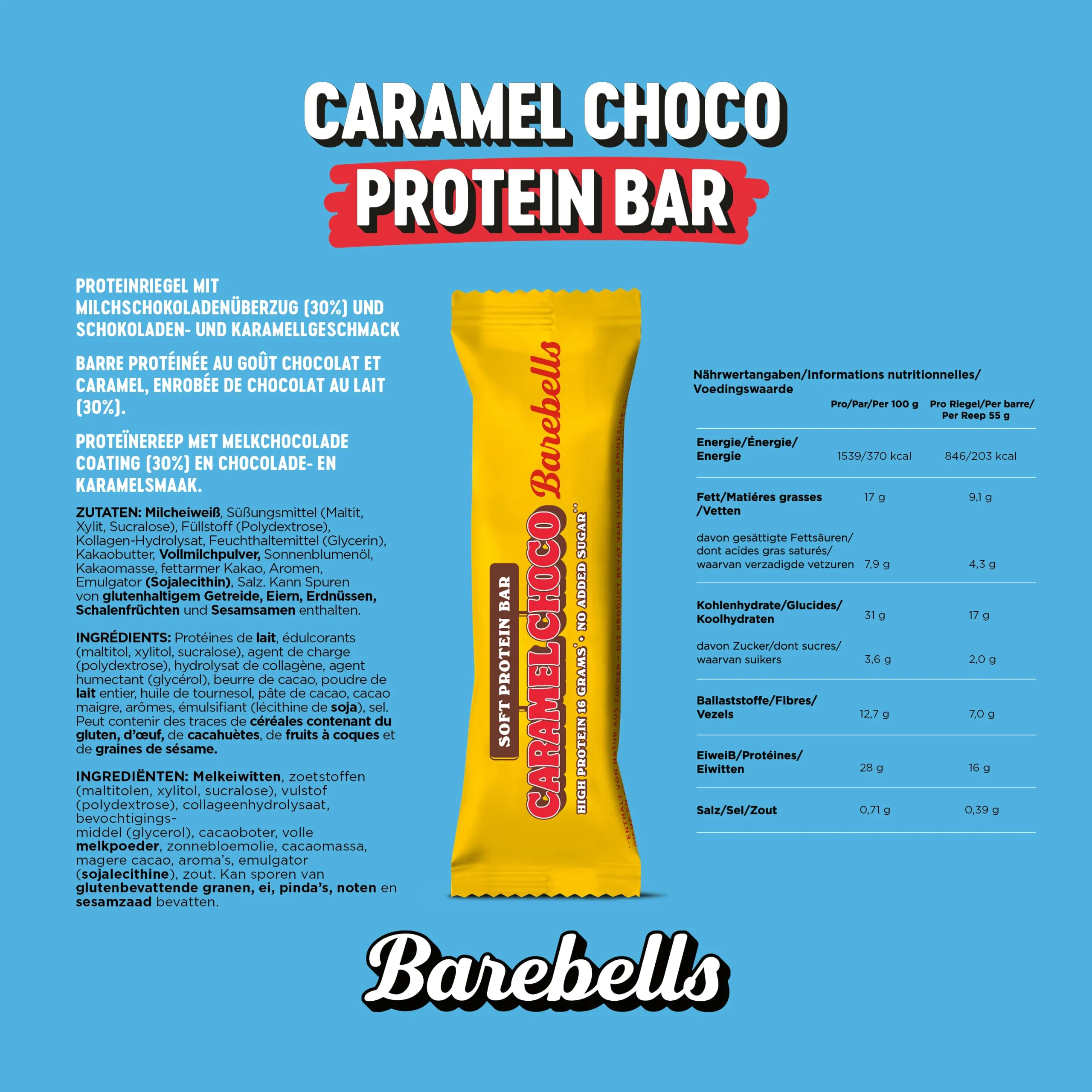 Barebells Barre de protine 20g proteine, 12x55g chocolat protein bars (Salty Peanut)