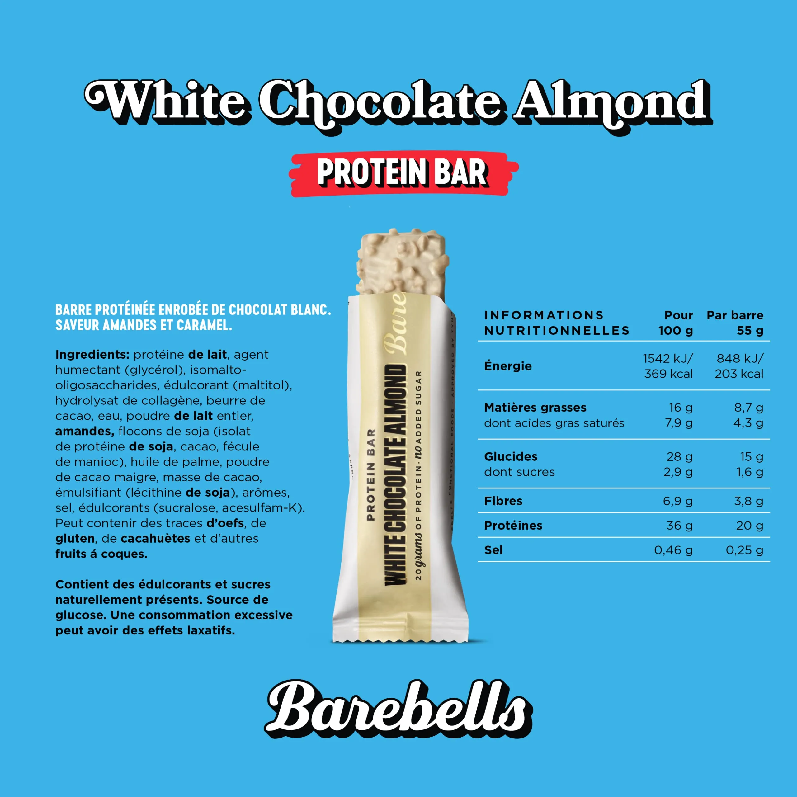 Barebells Barre de protine 20g proteine, 12x55g chocolat protein bars (Salty Peanut)