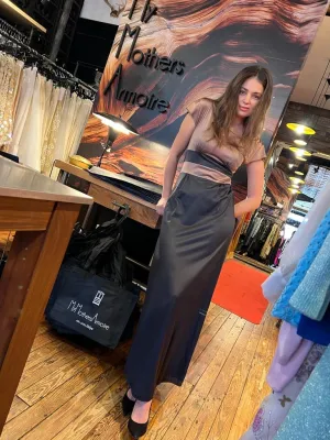 Chocolate black satin silky dress