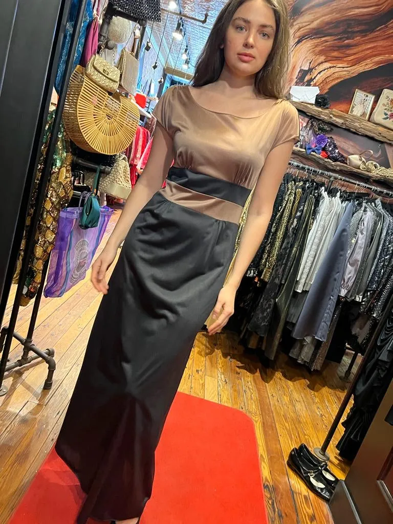 Chocolate black satin silky dress
