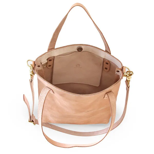 Classic Leather Crossbody Tote – Natural