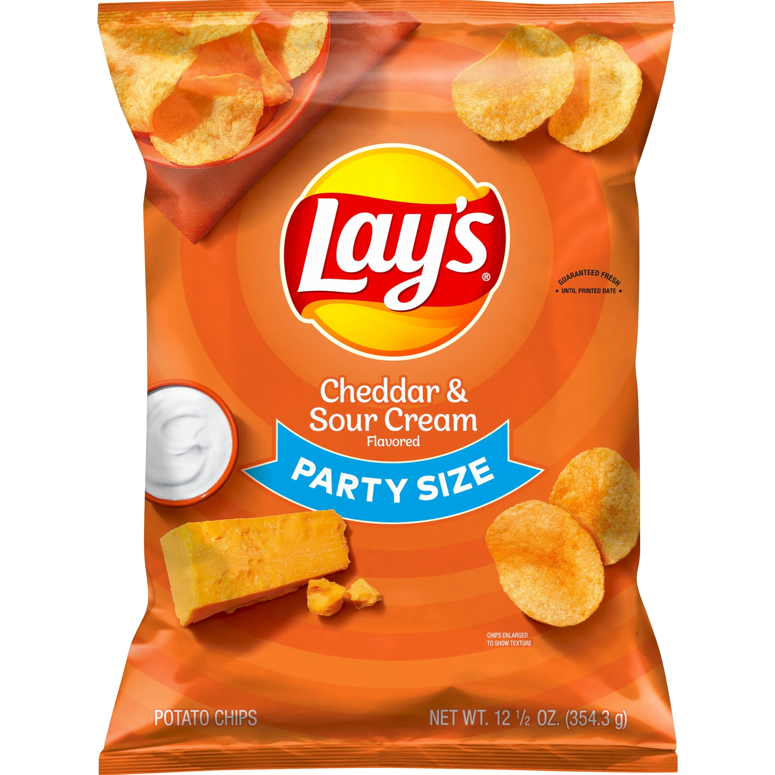 Lay's Cheddar & Sour Cream Flavored Potato Chips, Party Size, 12.5 oz Bag
