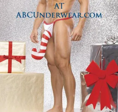 Men's Candy Cane G-String - Christmas Holiday Print
