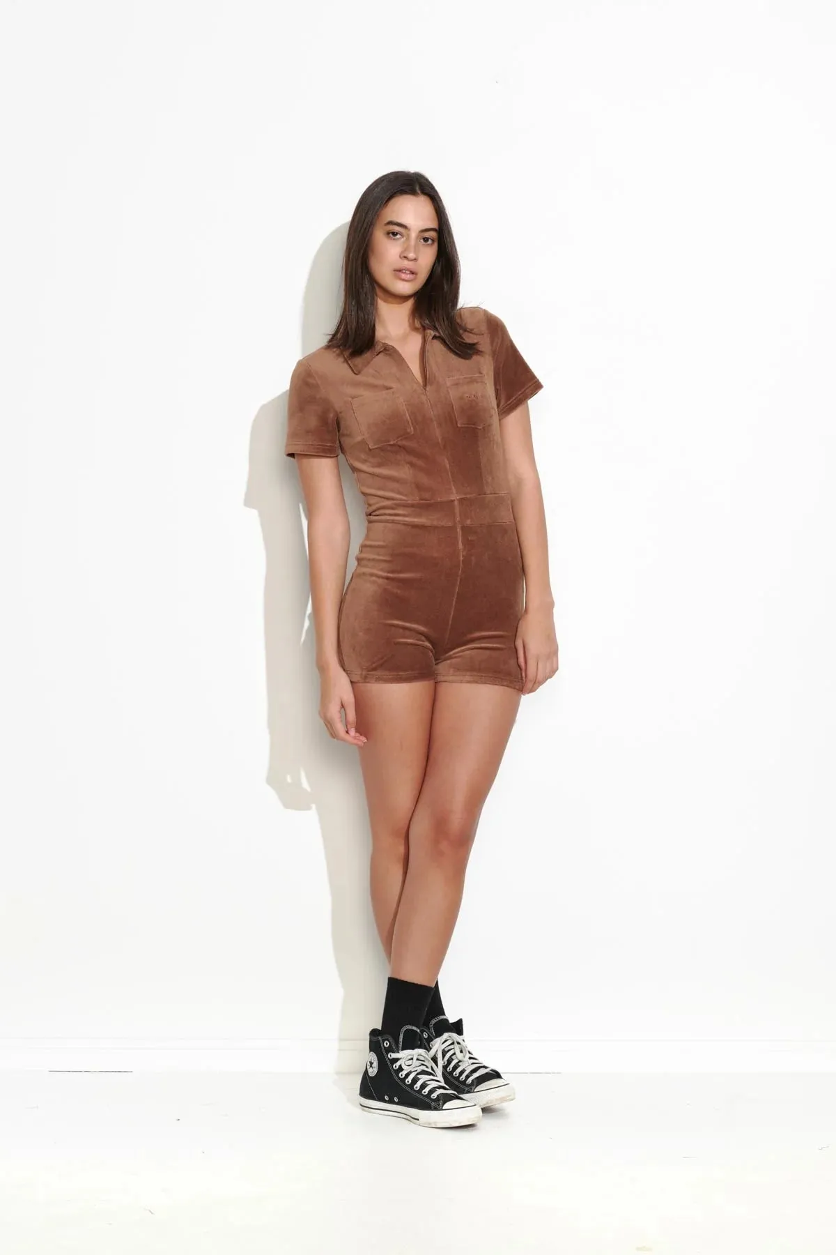 MISFIT SOLEIL PLAYSUIT - CHOCOLATE