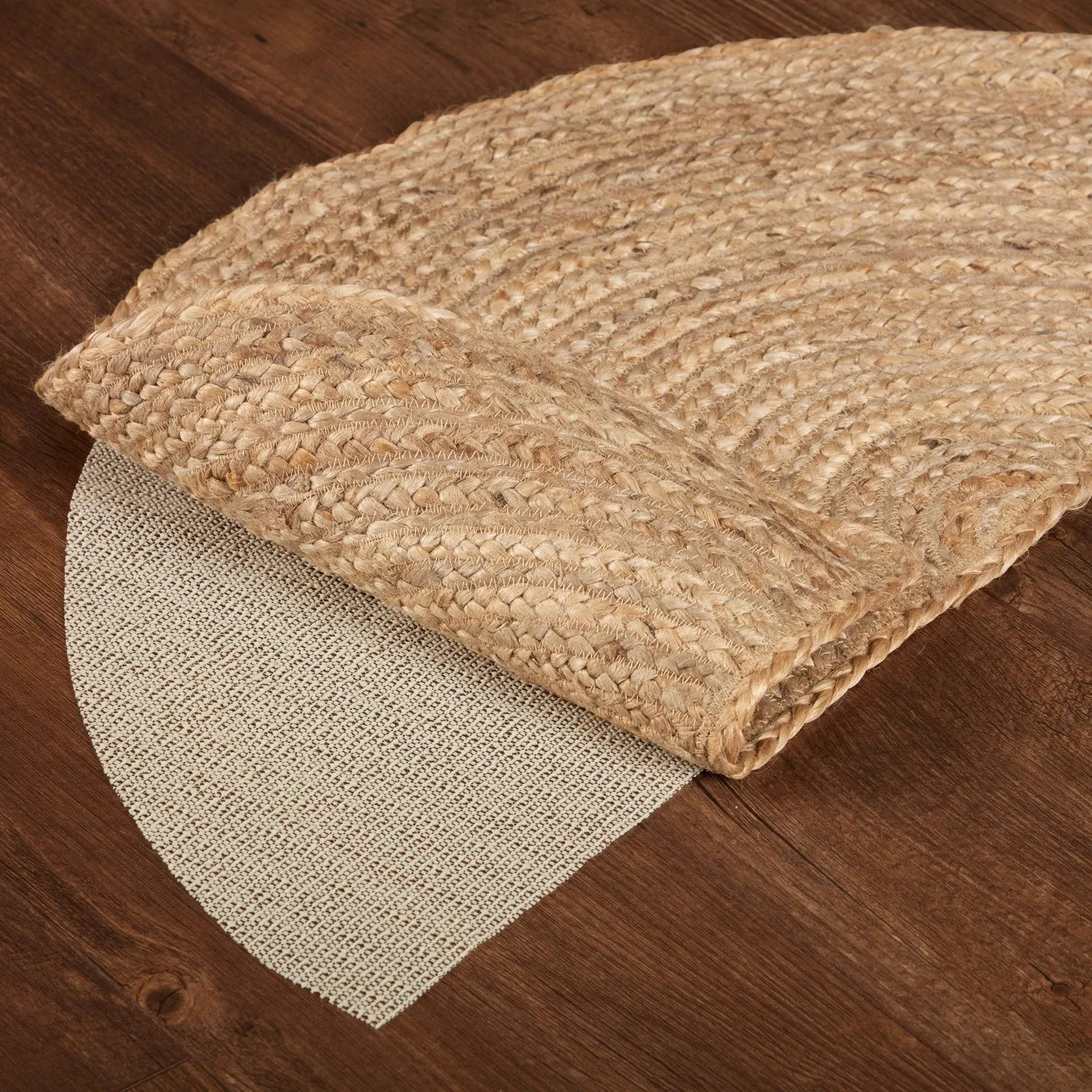 Natural Half Circle Braided Rug 16.5x33"