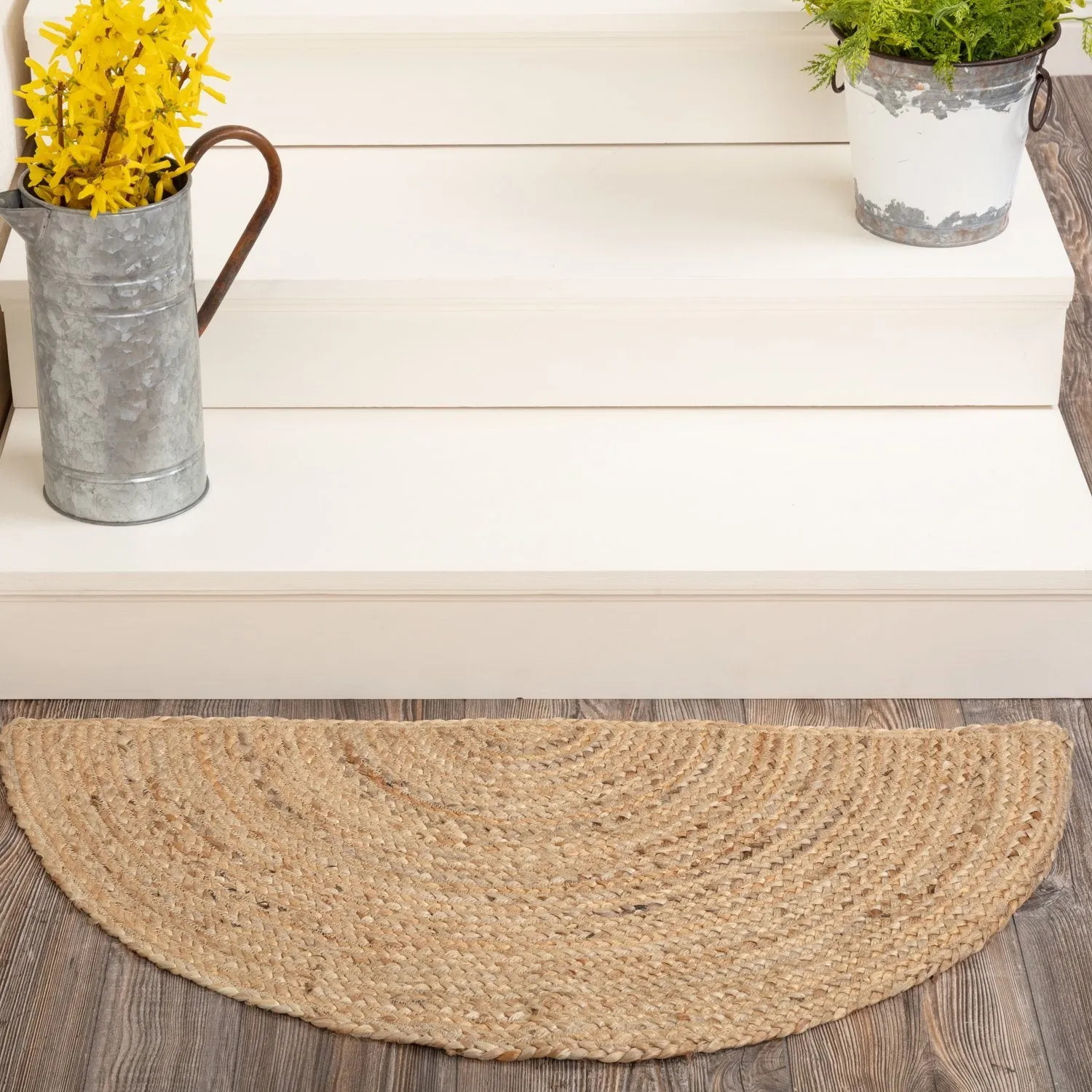 Natural Half Circle Braided Rug 16.5x33"