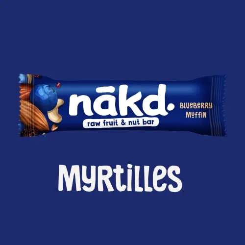 Nkd. Myrtilles | Raw Barres de Fruits et Noix | 100% D'ingrdients Naturels | Sans Sucre Ajouts | Vegan | 18 x 35g