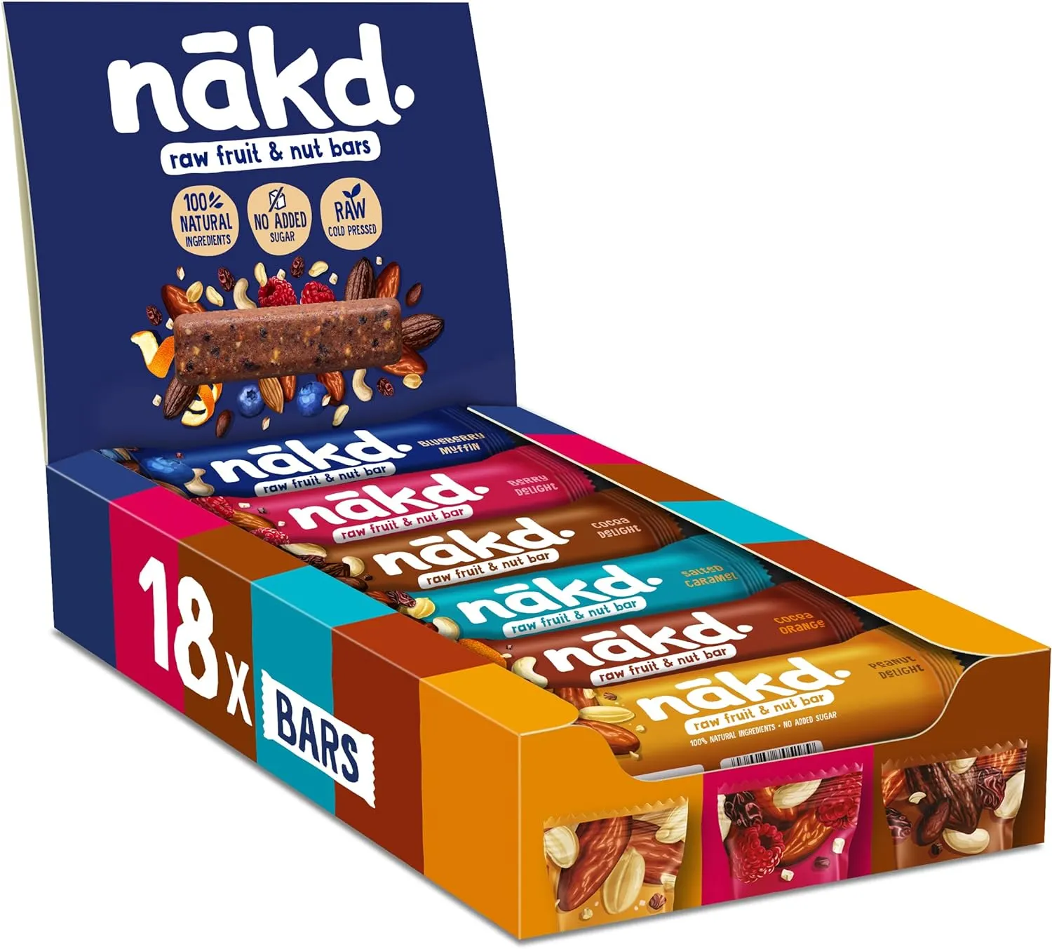Nkd. Paquet Assortiment | Raw Barres De Fruits Et Noix | 100% D'ingrdients Naturels | Sans Sucre Ajouts | Vegan | 18 X 35g | 630g