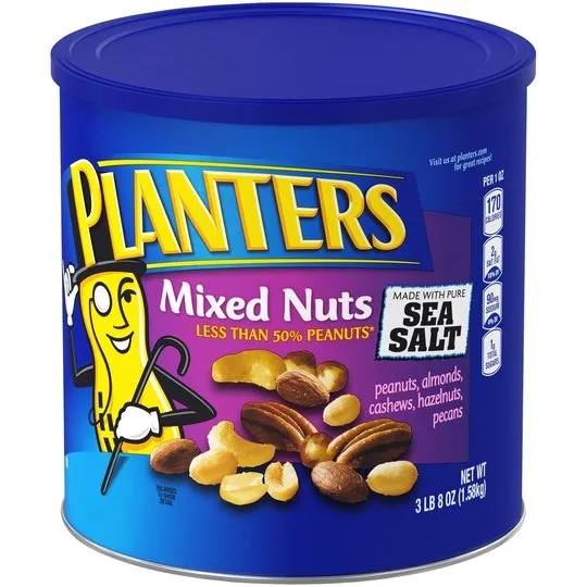 Planters Mixed Nuts Less Than 50% Peanuts with Peanuts, Almonds, Cashews, Hazelnuts, Pecans & Sea Salt, 3.5 lb Canister