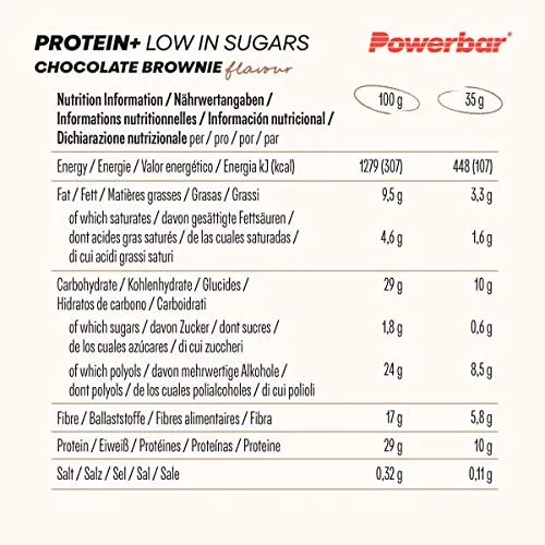 Powerbar Protein Plus Low Sugar Chocolate Brownie 30x35g - Barre hyperprotine et peu sucre