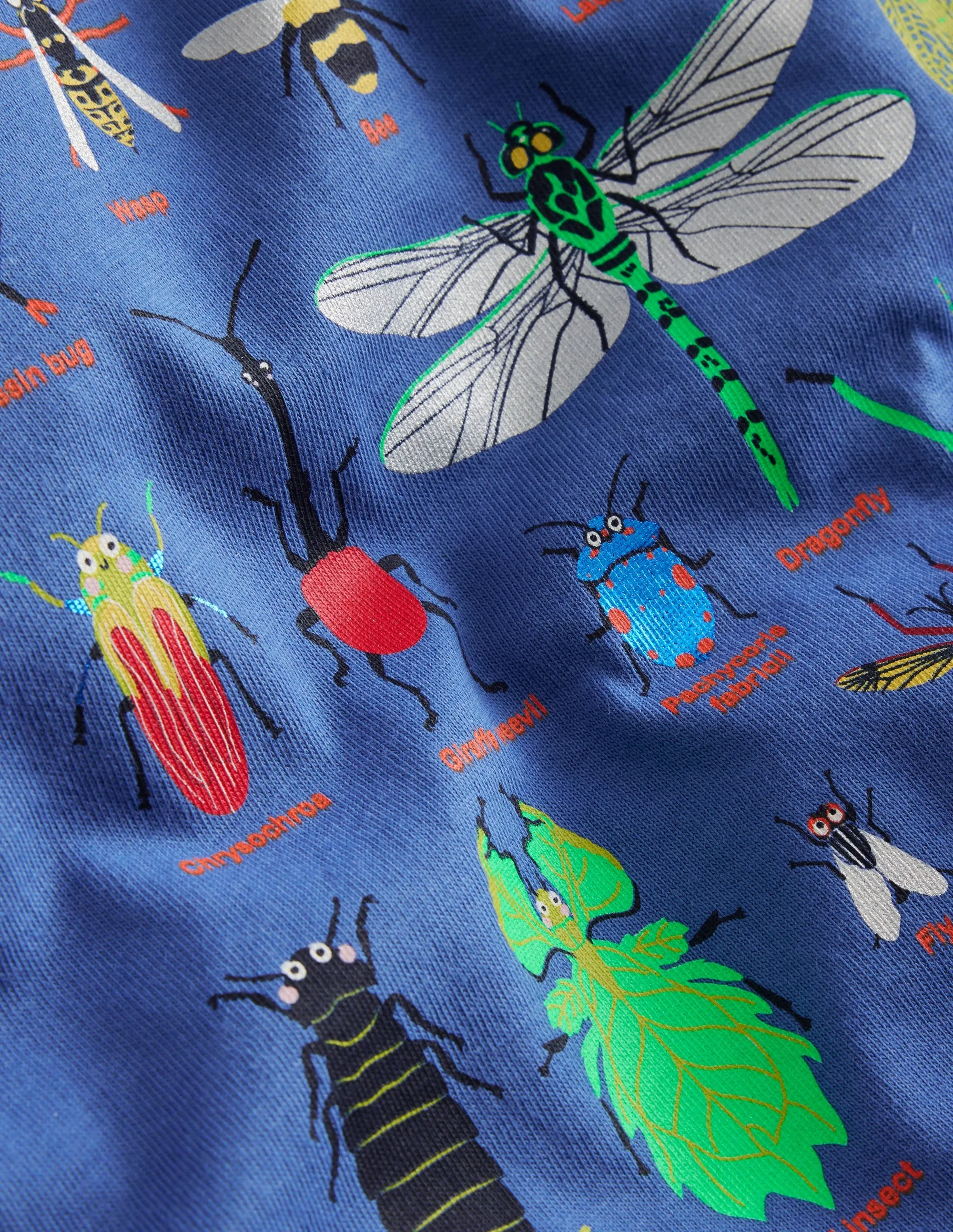 Printed Bugs T-shirt-Navy Bugs