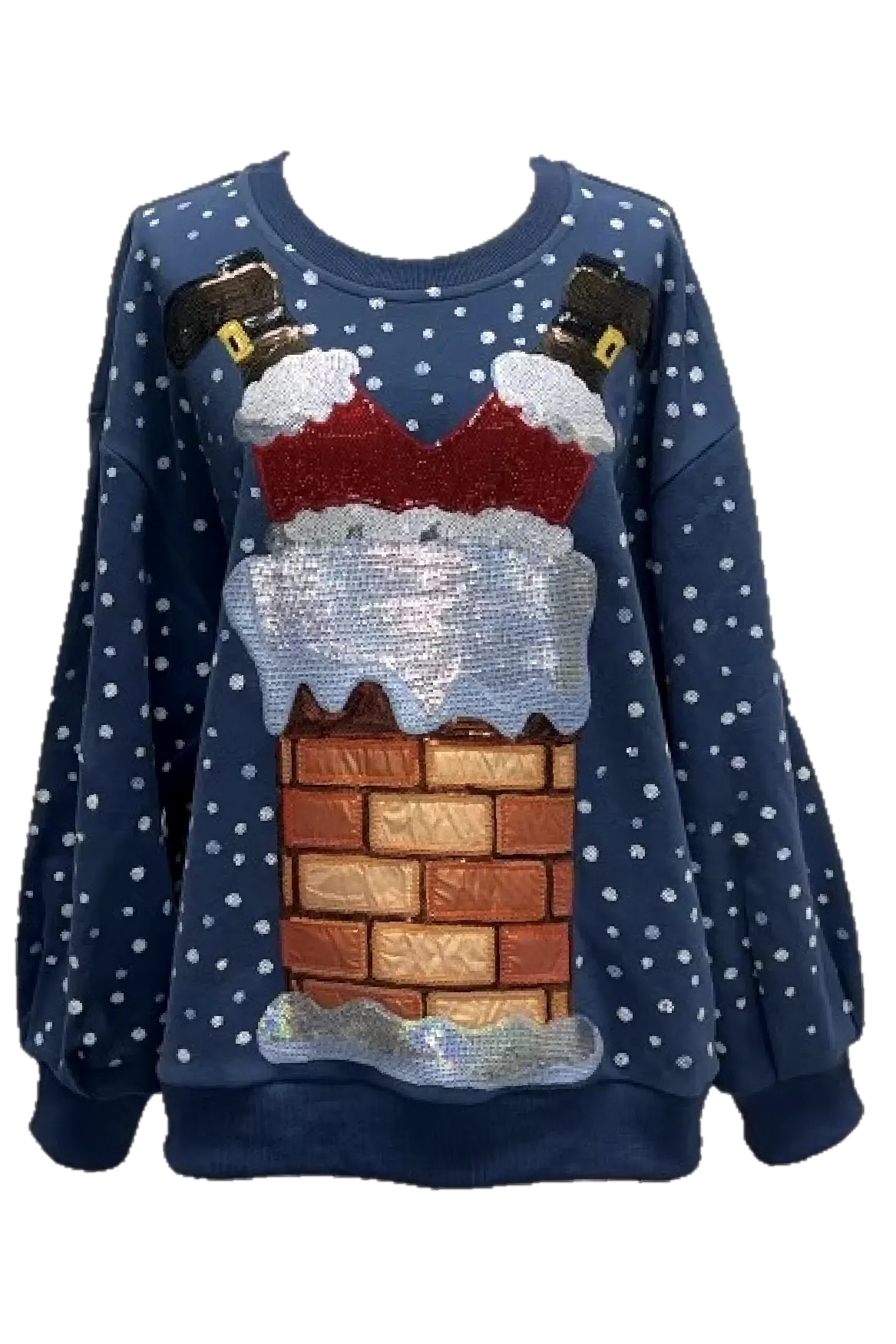 Queen Of Sparkles Blue Santa Stuck In Chimney Sweatshirt