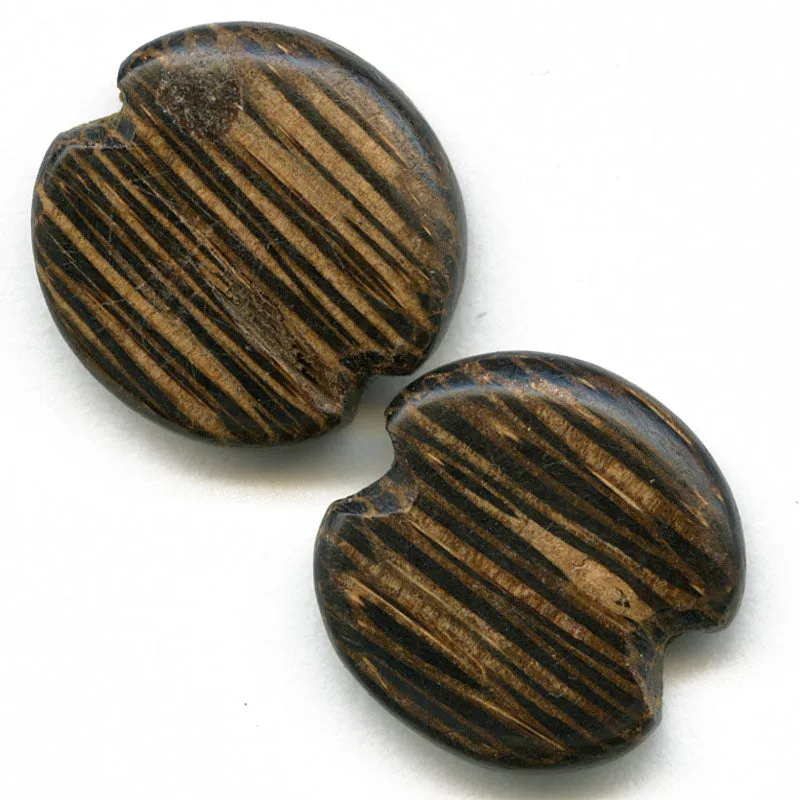 Vintage Flat Palmwood Disks. 19x4mm. Pkg of 10. b7-wo244