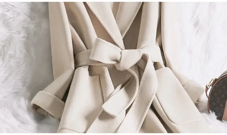 Winter Creamy-white Temperament Woollen Jacket